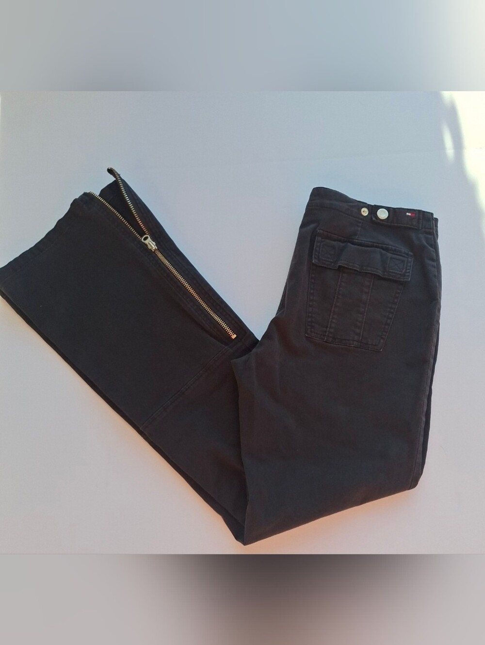 Y2K Vintage Tommy Hilfiger Black Women’s Jeans with Leg Side Zipper